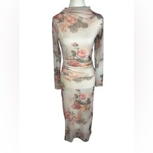 Madden Girl Pastel Floral Long Sleeve Maxi Dress Size S